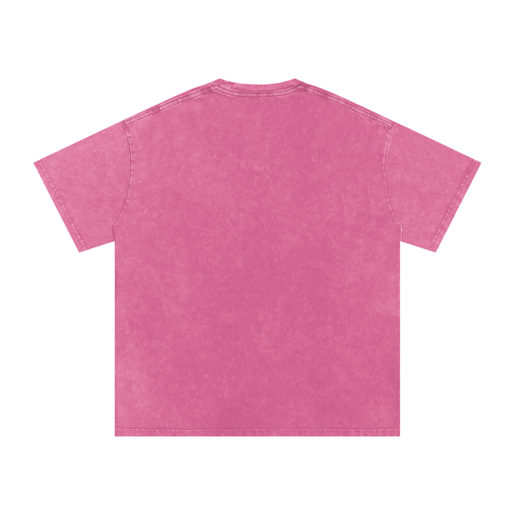 Snow Washed Oversized Cotton T-Shirt with Green Rich Uncle Graphic