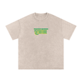Snow Washed Oversized Cotton T-Shirt with Green BQ Couture Graphic