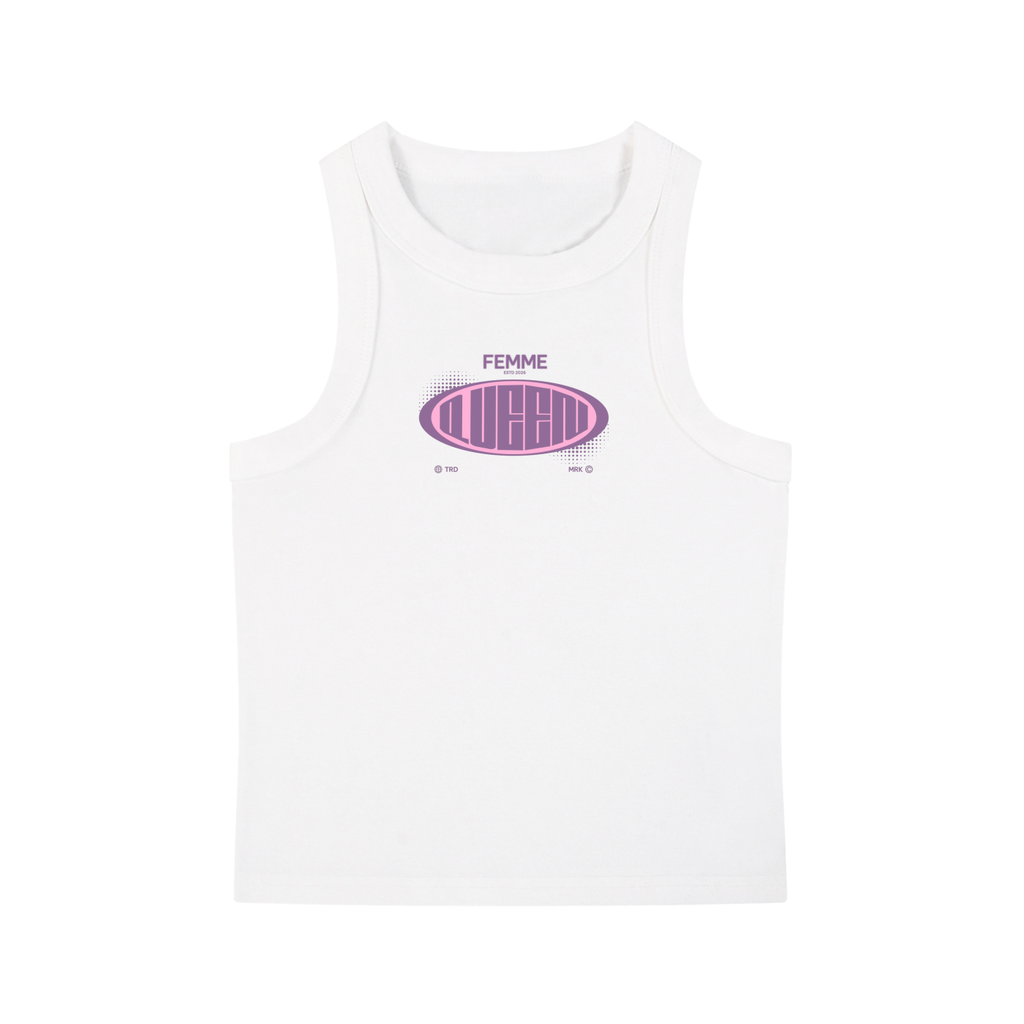 Snow Washed Tank Top with Pink Femme Queen Graphic