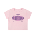 Snow Washed Crop Top with Pink Femme Queen Graphic
