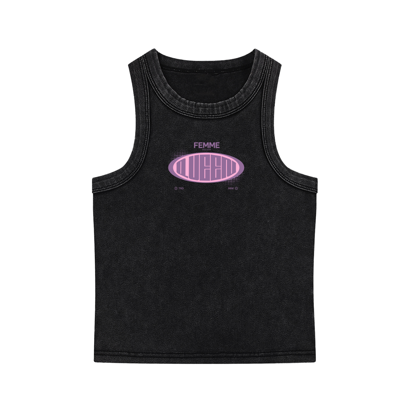 Snow Washed Tank Top with Pink Femme Queen Graphic