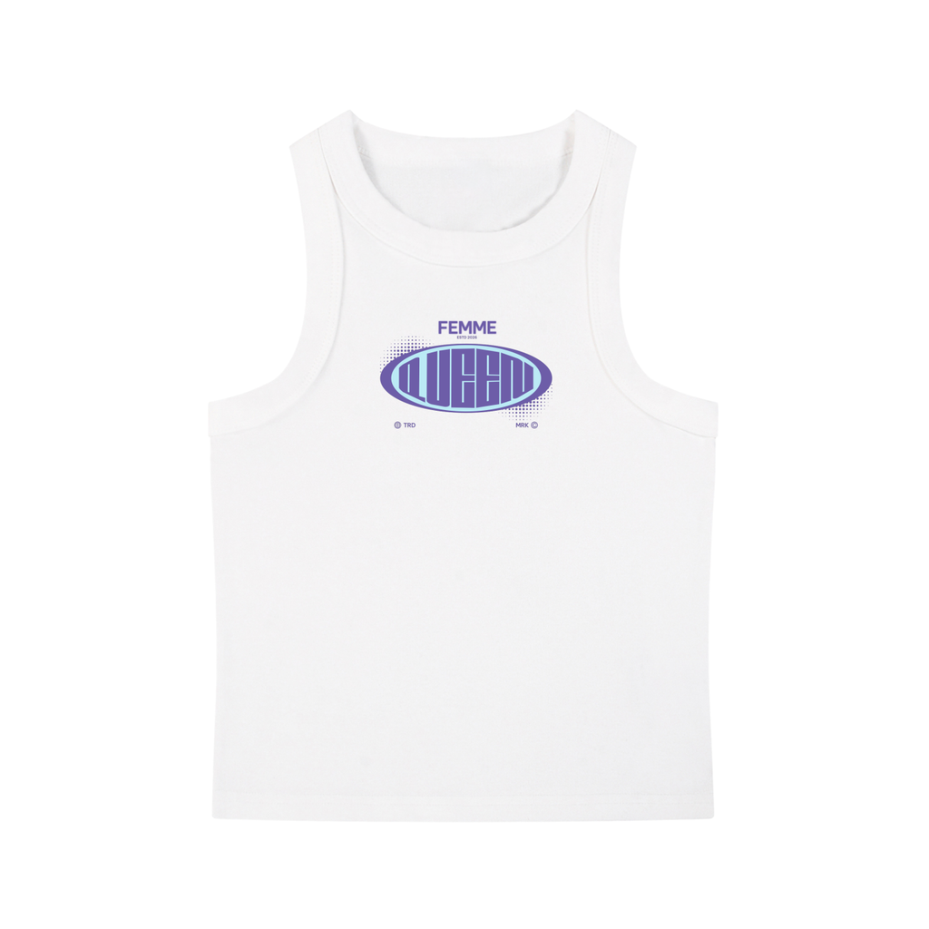 Snow Washed Tank Top with Purple Femme Queen Graphic
