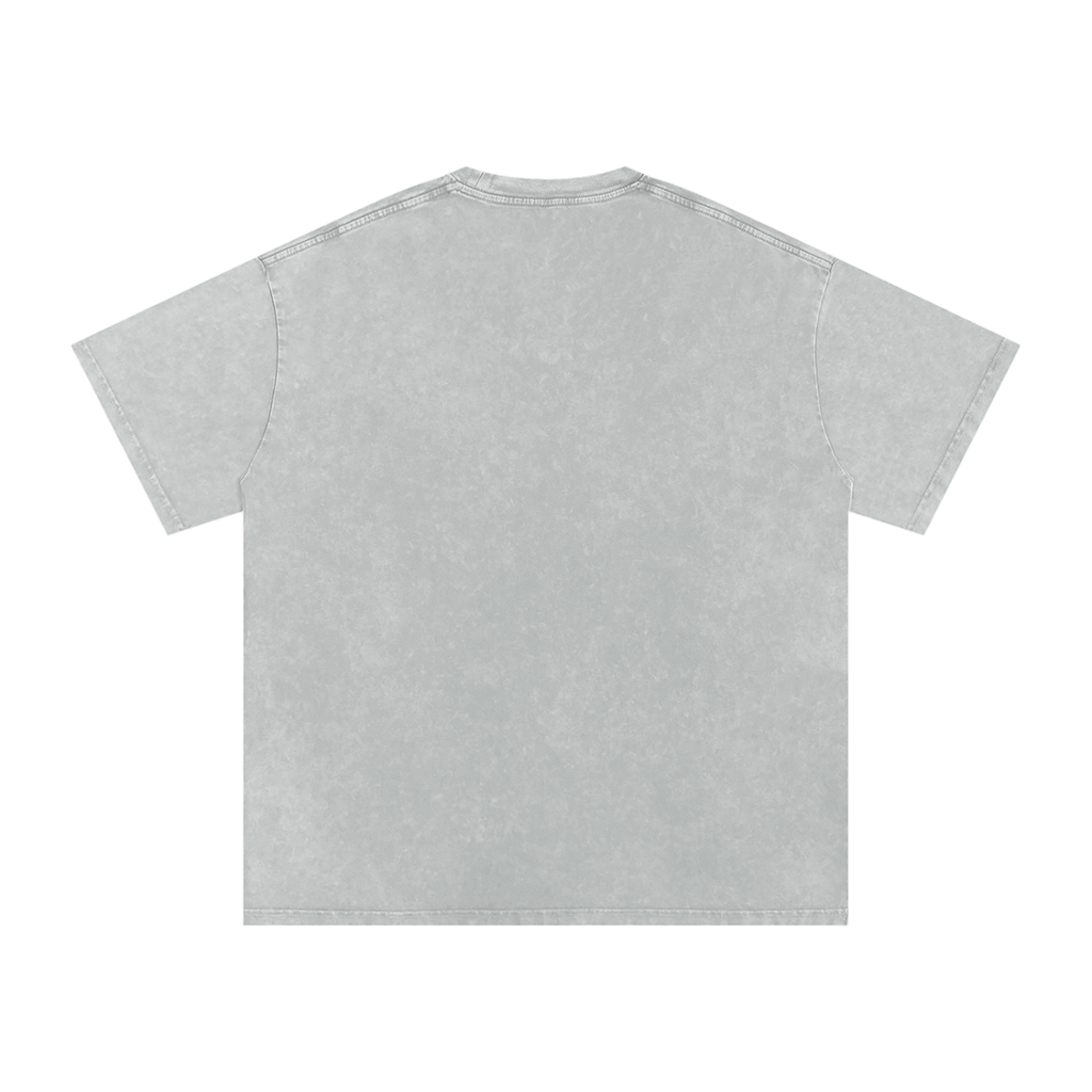 Snow Washed Oversized Cotton T-Shirt with BQ Couture Graphic