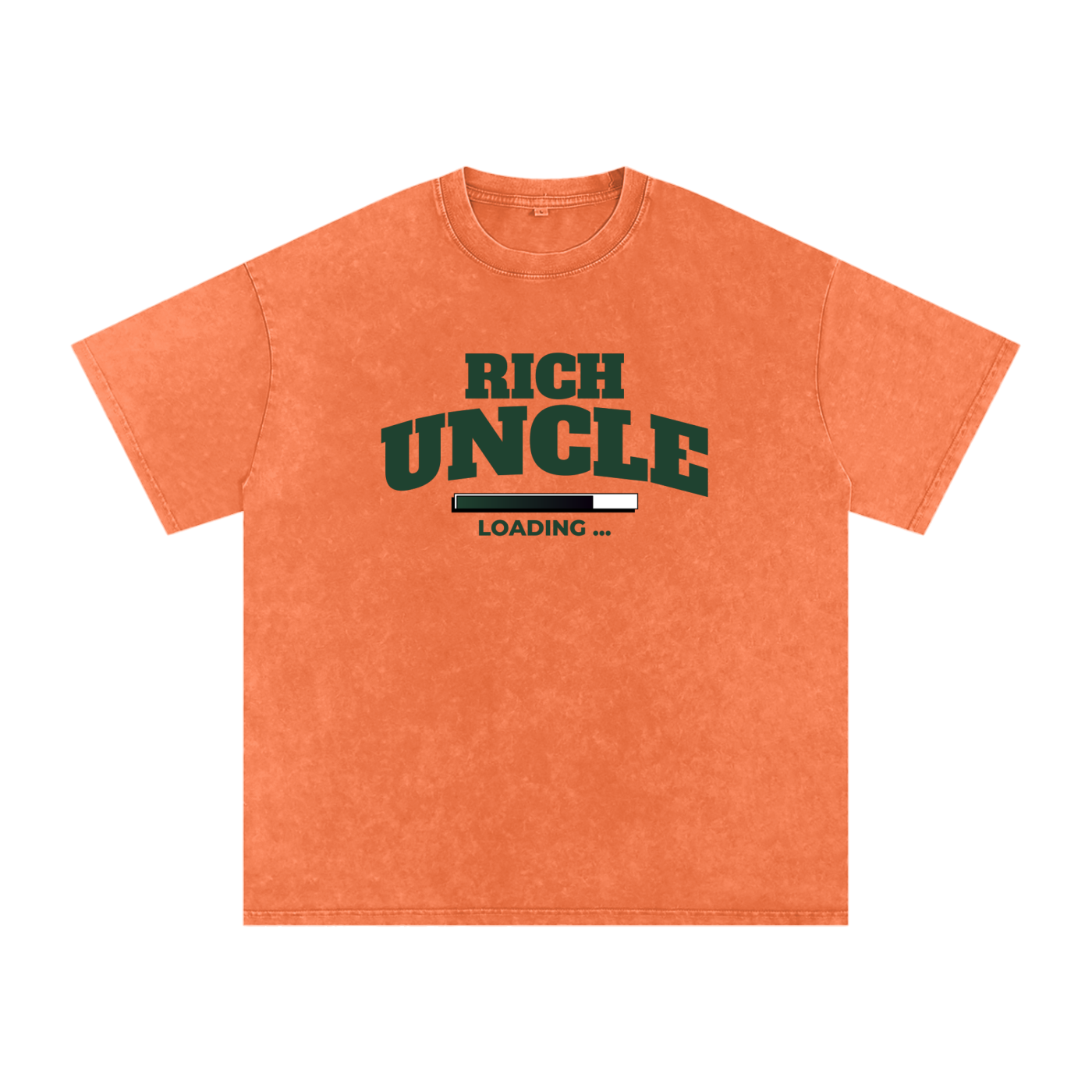 Snow Washed Oversized Cotton T-Shirt with Green Rich Uncle Graphic