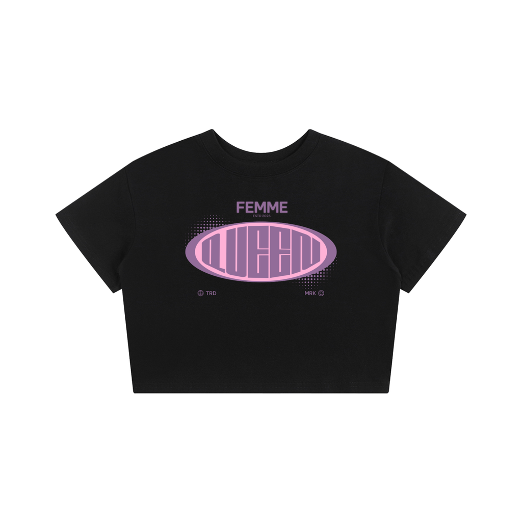 Baby Tee Seamless T-Shirt with Pink Femme Queen Graphic