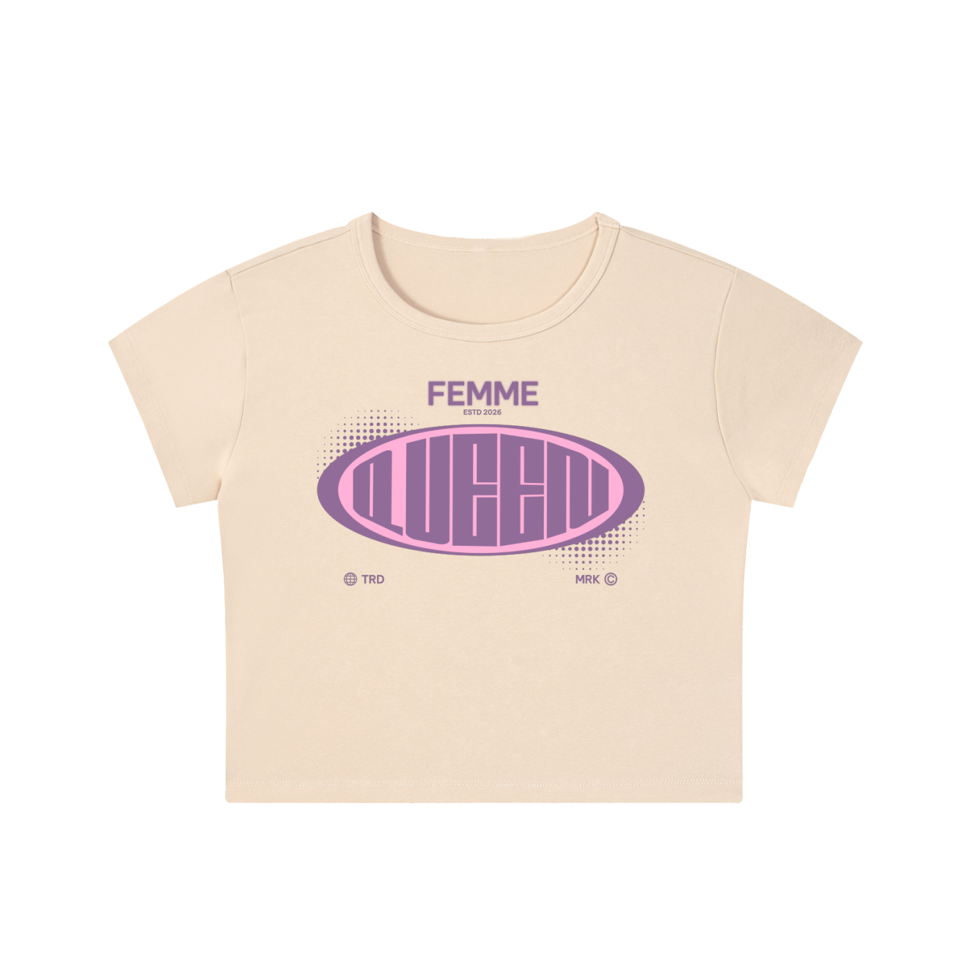Snow Washed Crop Top with Pink Femme Queen Graphic