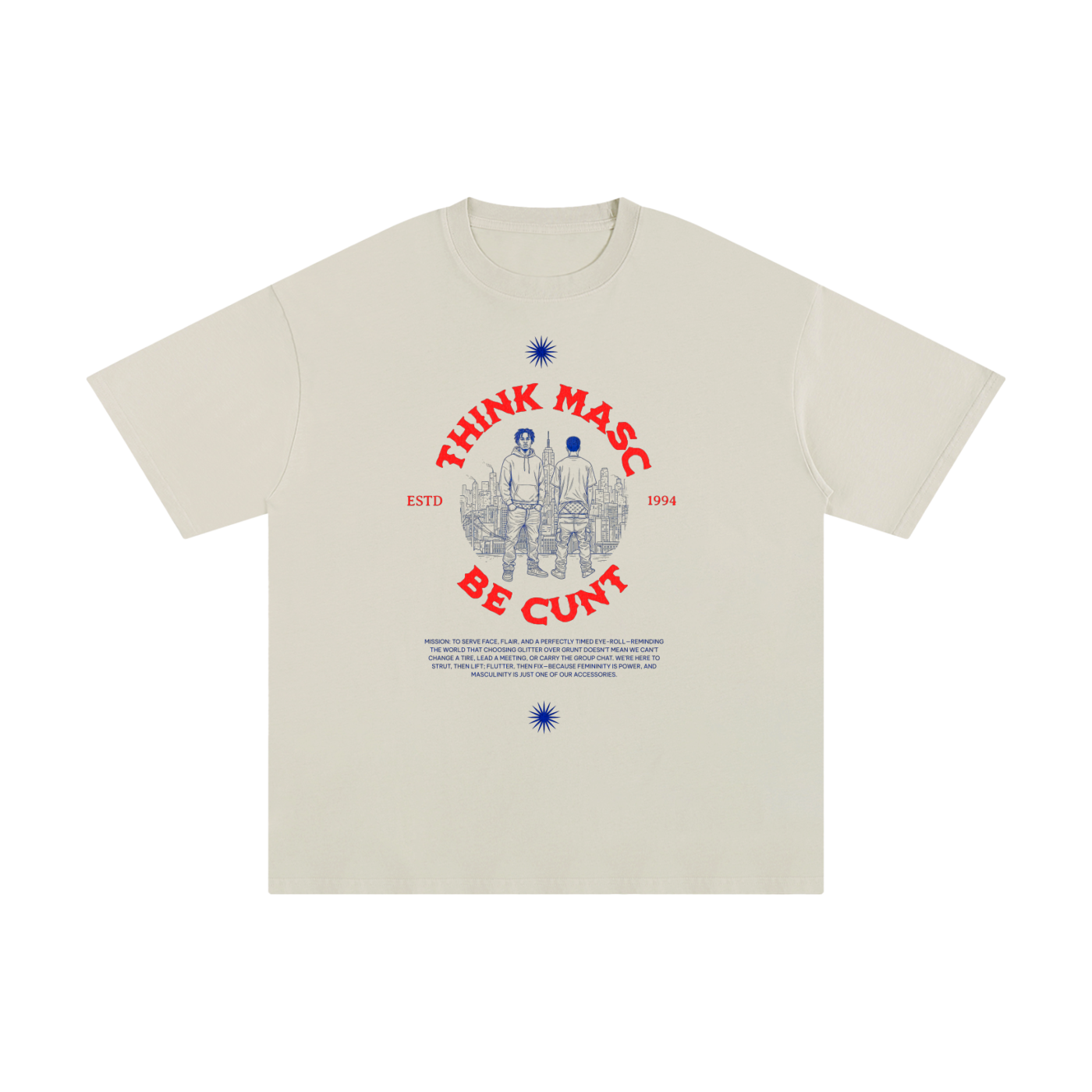 Unisex Pure Cotton T-Shirt with Think Masc Graphic