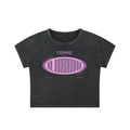 Snow Washed Crop Top with Pink Femme Queen Graphic