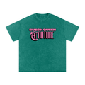 Snow Washed Oversized Cotton T-Shirt with BQ Couture Graphic