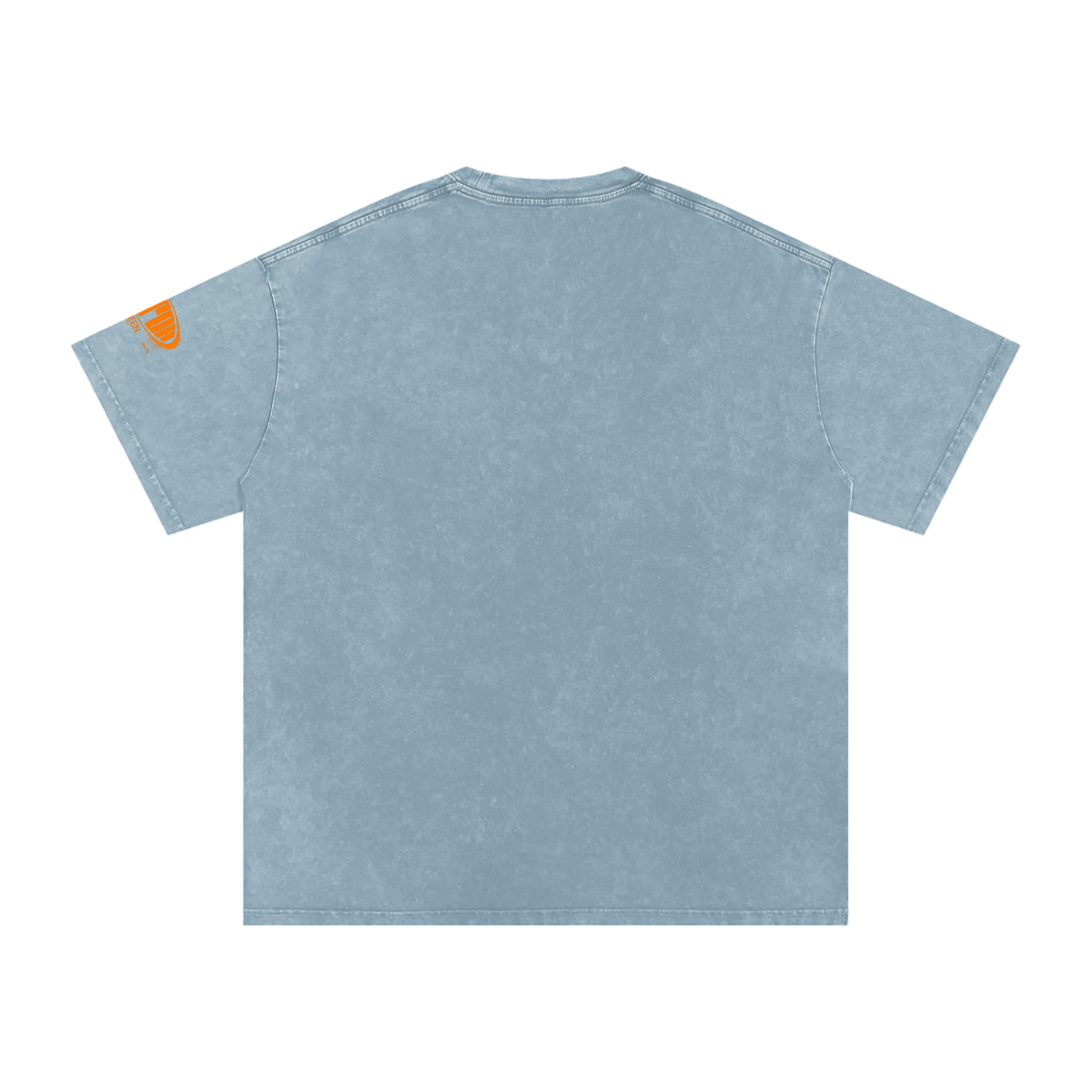 Snow Washed Oversized Cotton T-Shirt with Orange Butch Logo Graphic