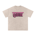 Snow Washed Oversized Cotton T-Shirt with BQ Couture Graphic