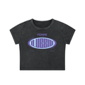 Snow Washed Crop Top with Purple Femme Queen Graphic