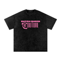 Snow Washed Oversized Cotton T-Shirt with BQ Couture Graphic