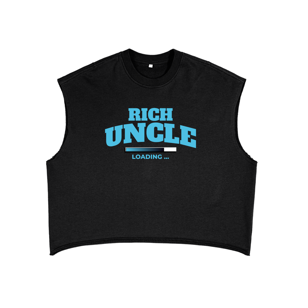 French Terry Boxy Tank Top with Blue Rich Uncle Graphic