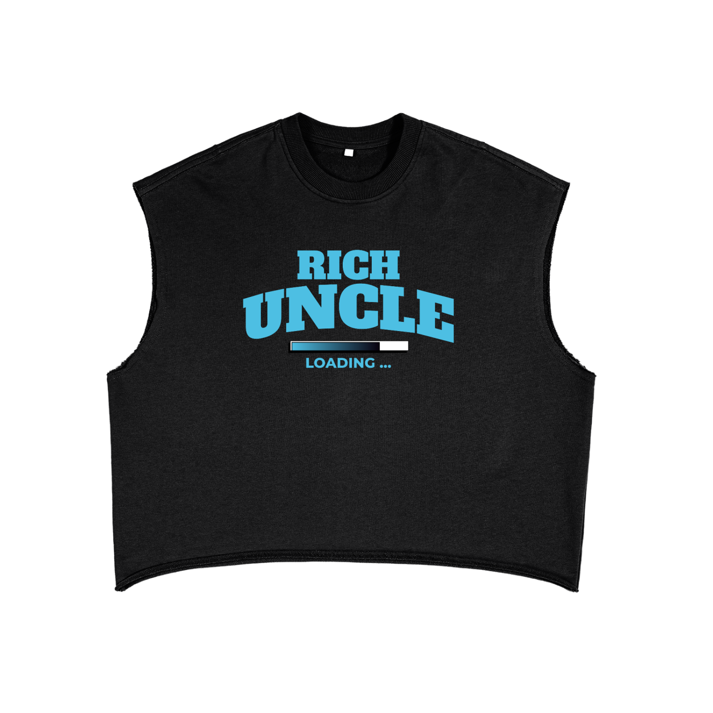 French Terry Boxy Tank Top with Blue Rich Uncle Graphic