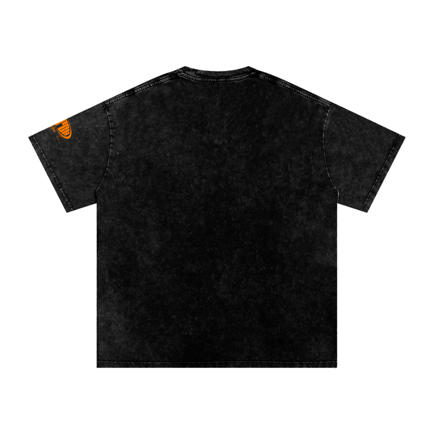 Snow Washed Oversized Cotton T-Shirt with Orange Butch Logo Graphic