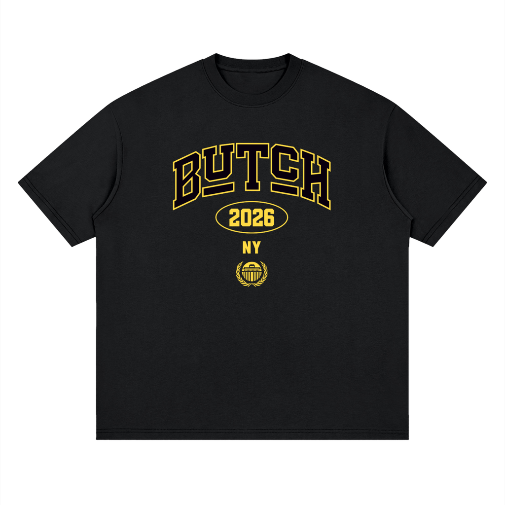 Streetwear Loose Drop Shoulder T-Shirt with Butch 2026 Graphic