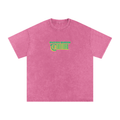 Snow Washed Oversized Cotton T-Shirt with Green BQ Couture Graphic