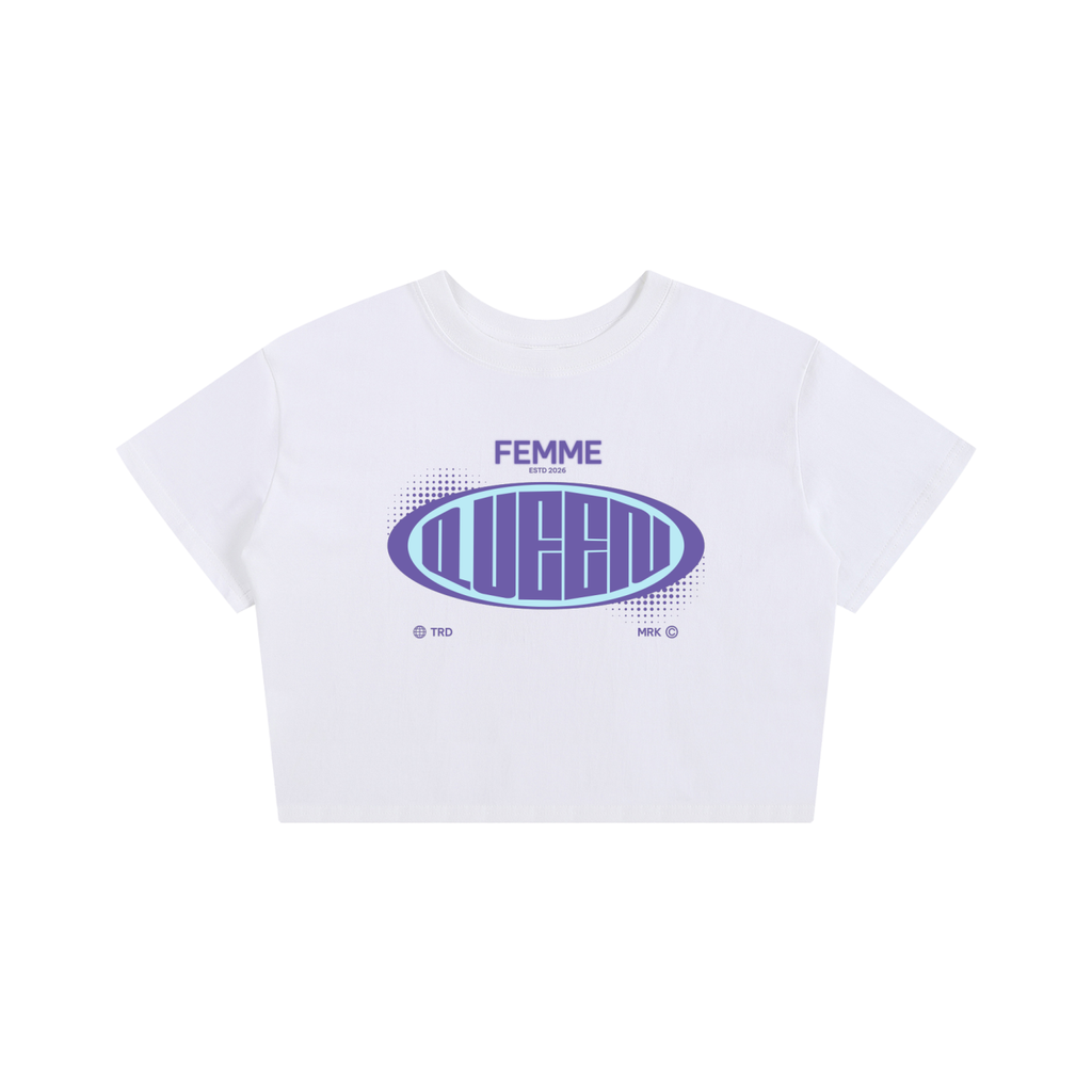 Baby Tee Seamless T-Shirt with Purple Femme Queen Graphic