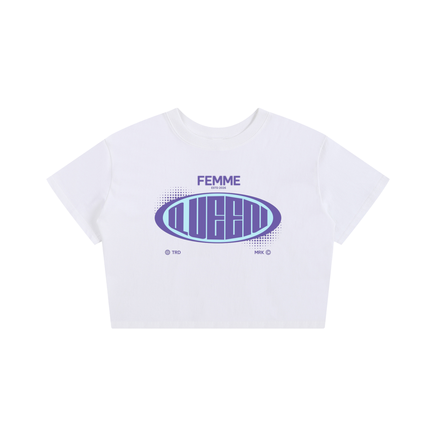 Baby Tee Seamless T-Shirt with Purple Femme Queen Graphic