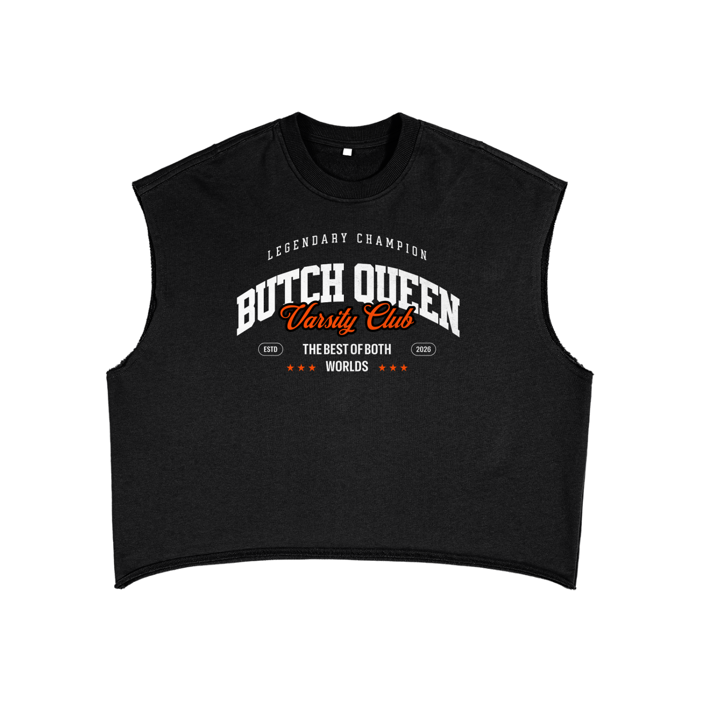 French Terry Boxy Tank Top with BQ Varsity Graphic