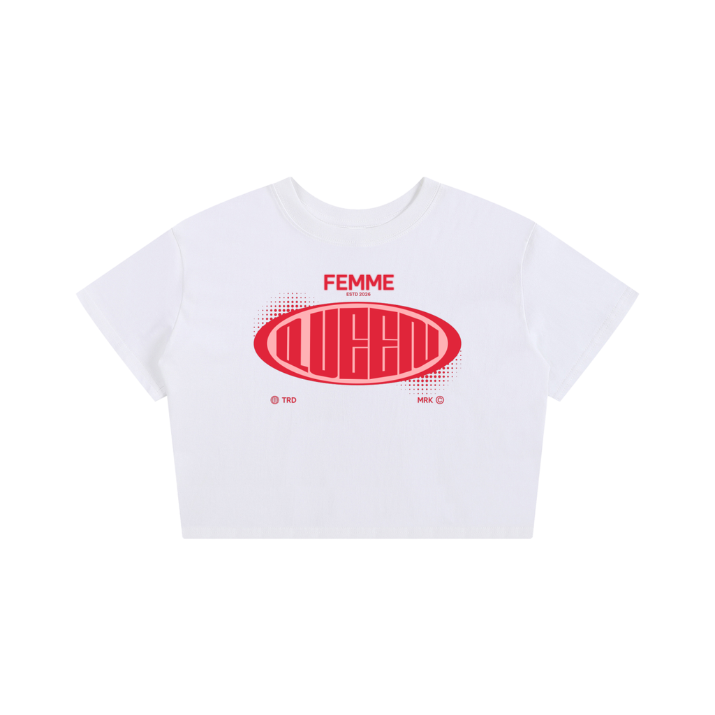 Baby Tee Seamless T-Shirt with Red Femme Queen Graphic