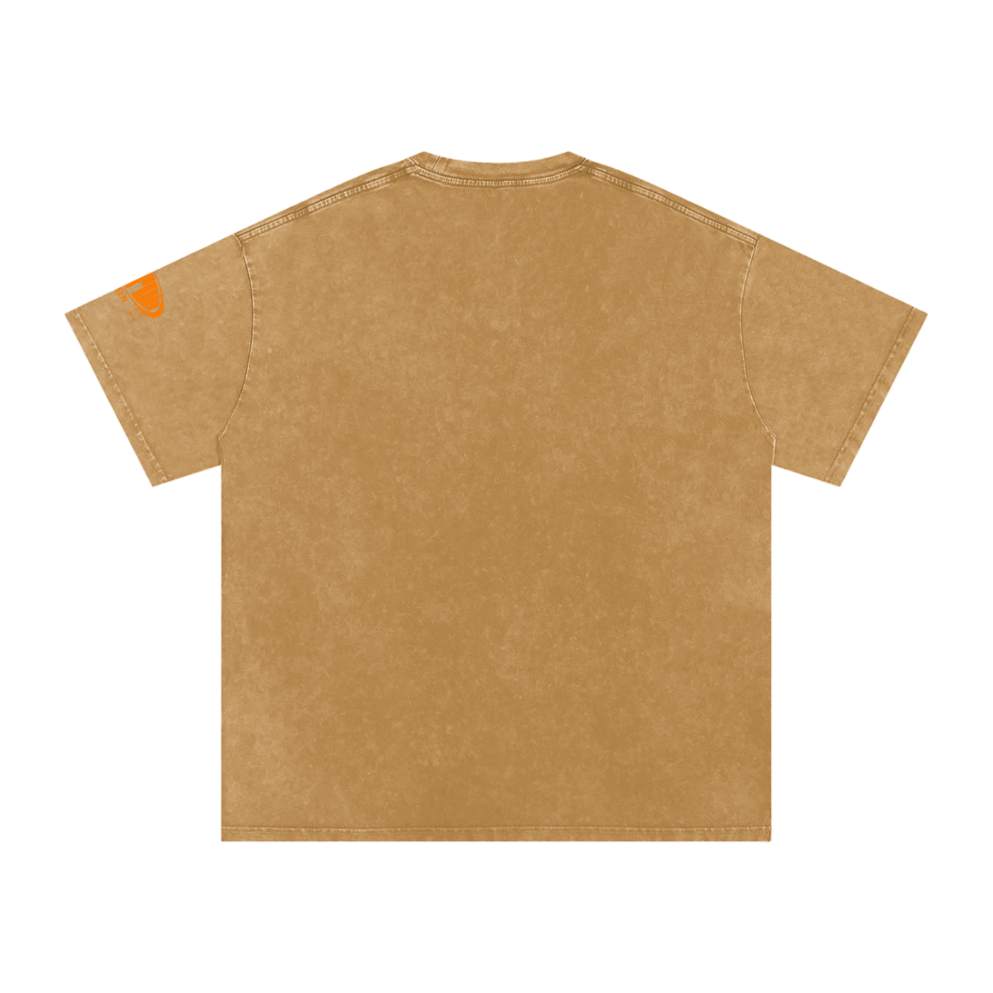 Snow Washed Oversized Cotton T-Shirt with Orange Butch Logo Graphic