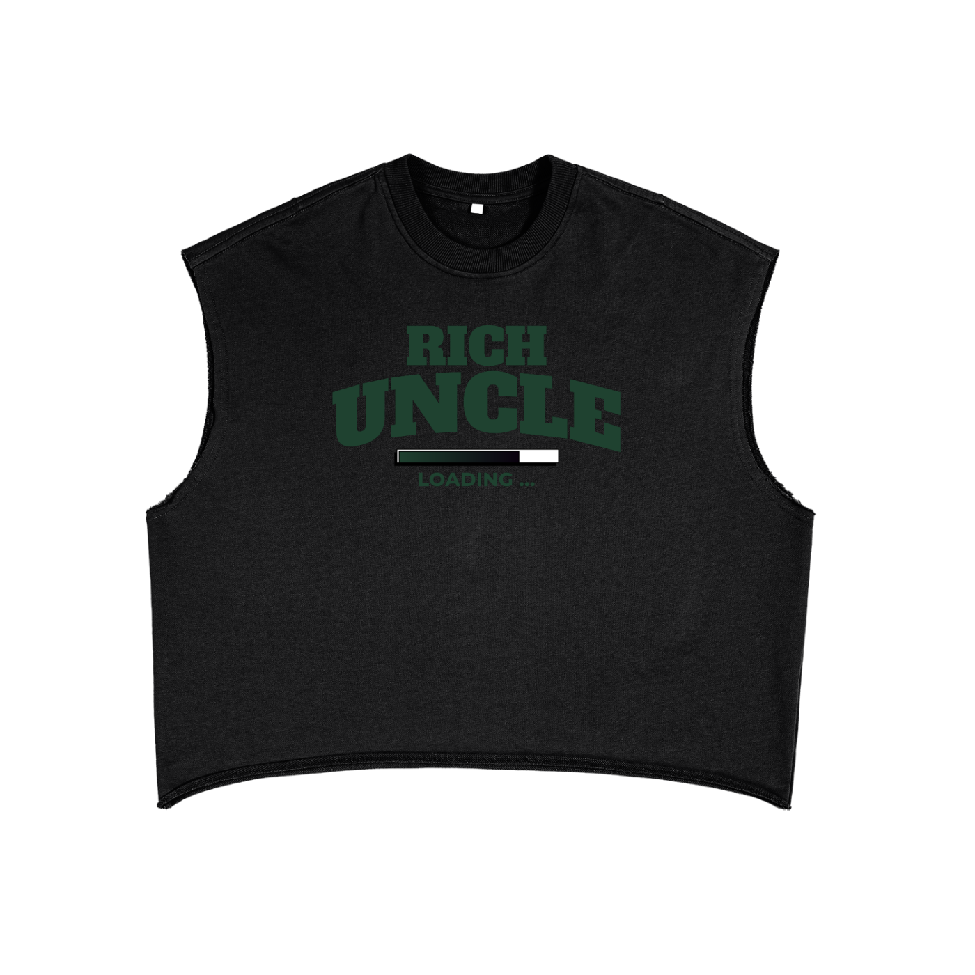 French Terry Boxy Tank Top with Green Rich Uncle Graphic