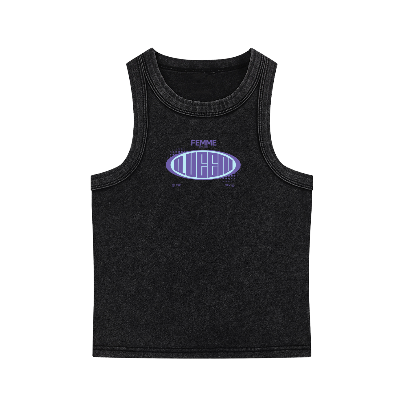 Snow Washed Tank Top with Purple Femme Queen Graphic