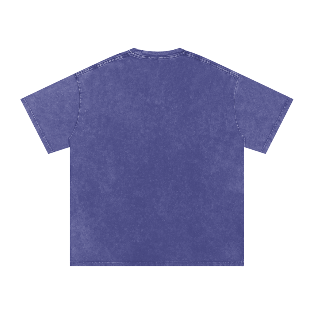 Snow Washed Oversized Cotton T-Shirt with BQ Couture Graphic