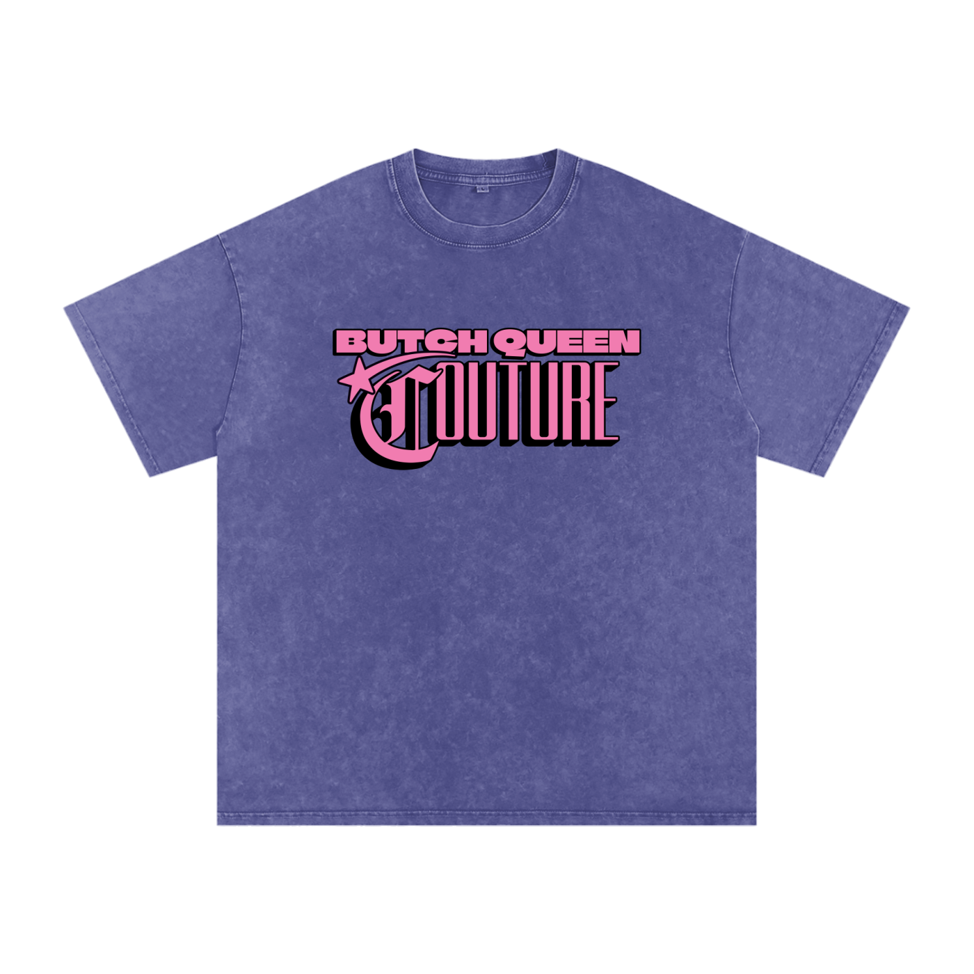 Snow Washed Oversized Cotton T-Shirt with BQ Couture Graphic
