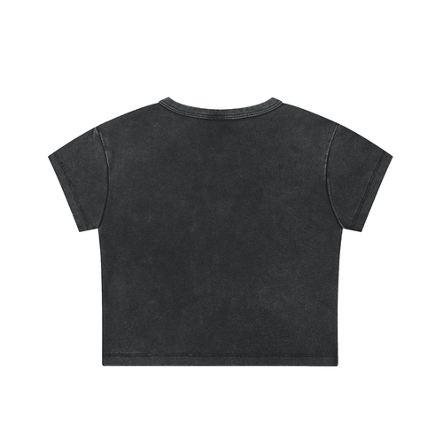 Snow Washed Crop Top with Pink Femme Queen Graphic