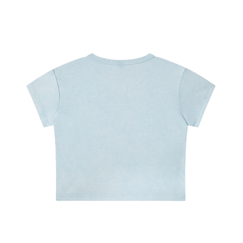 Snow Washed Crop Top with Blue Femme Queen Graphic