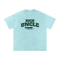 Snow Washed Oversized Cotton T-Shirt with Green Rich Uncle Graphic