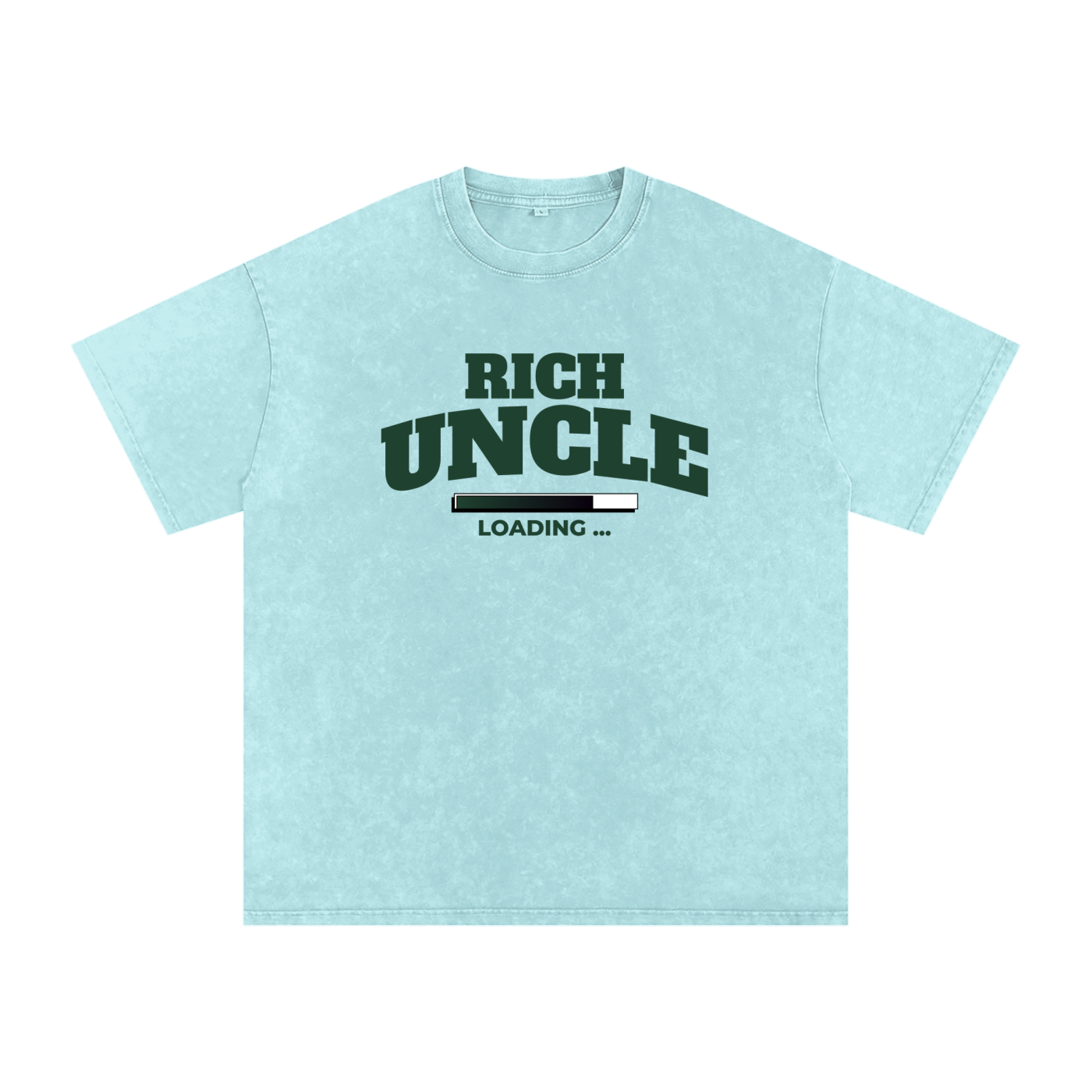 Snow Washed Oversized Cotton T-Shirt with Green Rich Uncle Graphic