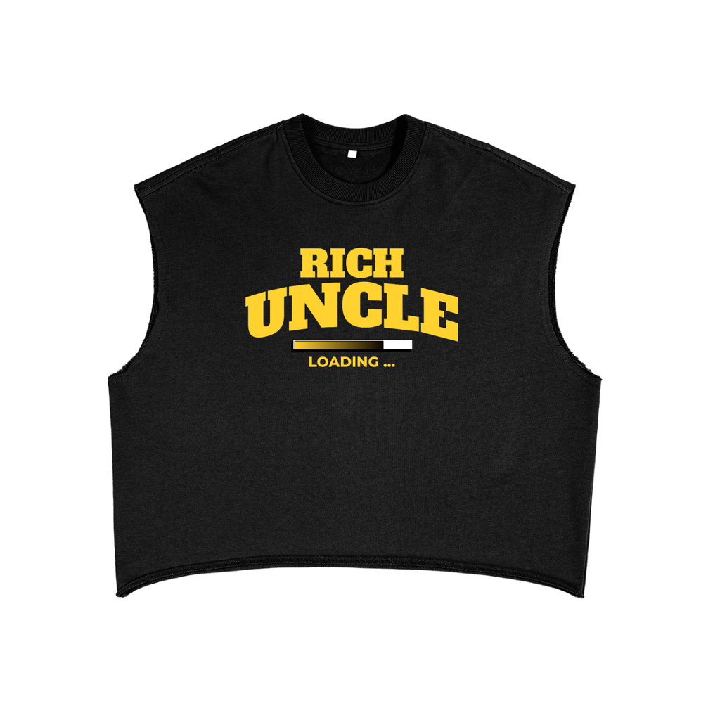 French Terry Boxy Tank Top with Yellow Rich Uncle Graphic