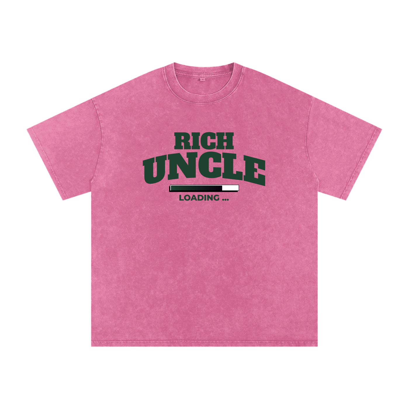 Snow Washed Oversized Cotton T-Shirt with Green Rich Uncle Graphic