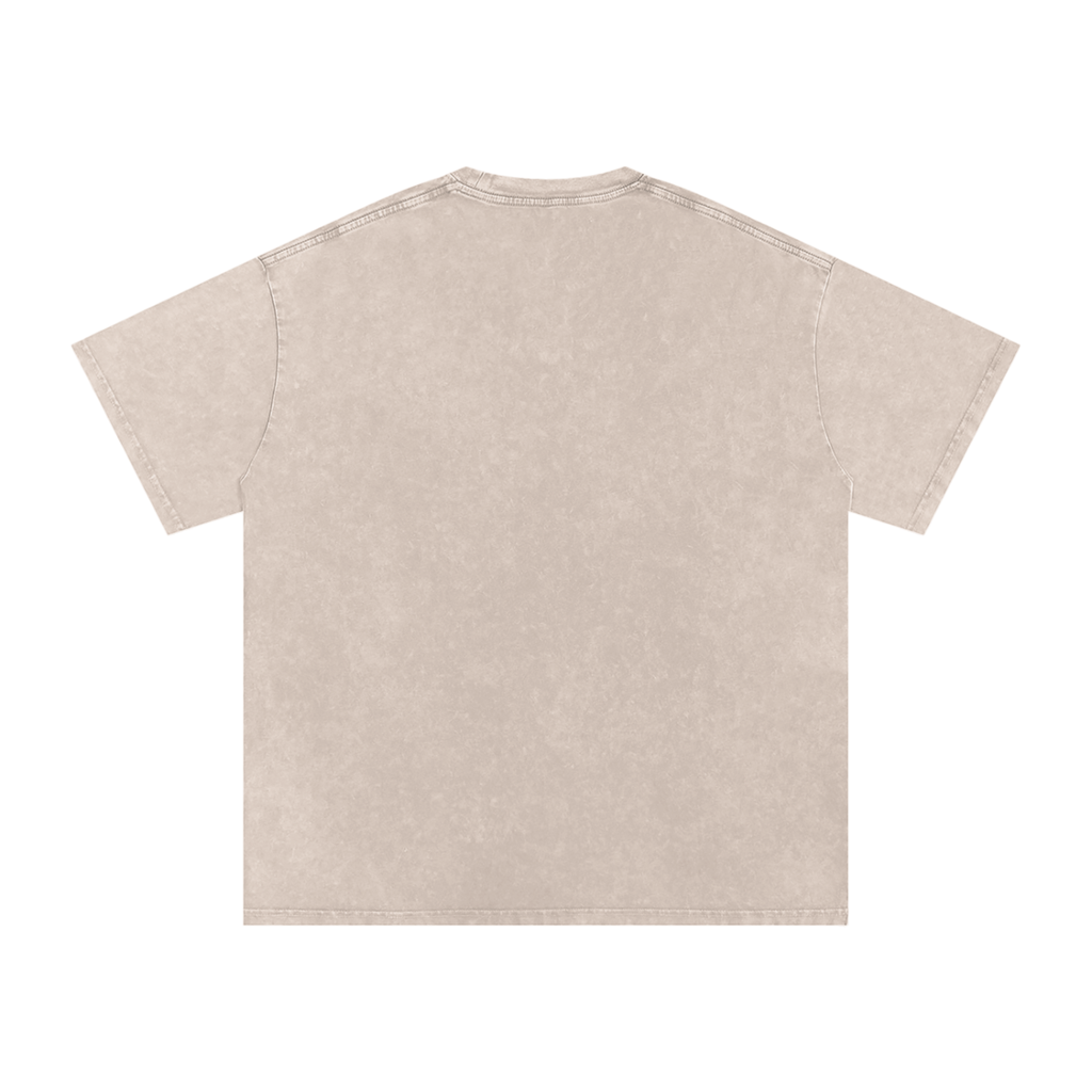 Snow Washed Oversized Cotton T-Shirt with BQ Couture Graphic