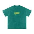 Snow Washed Oversized Cotton T-Shirt with Green BQ Couture Graphic