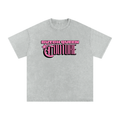 Snow Washed Oversized Cotton T-Shirt with BQ Couture Graphic