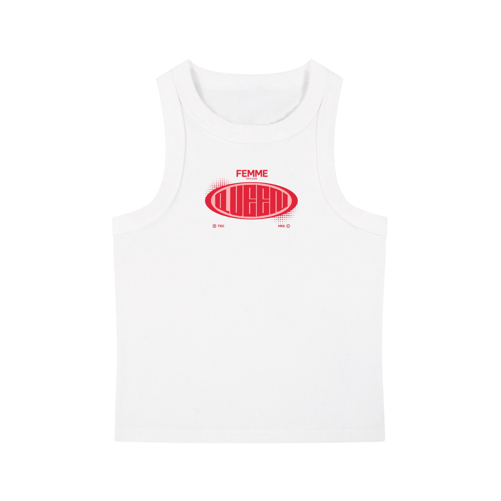 Snow Washed Tank Top with Red Femme Queen Graphic