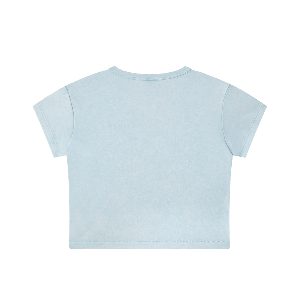 Snow Washed Crop Top with Red Femme Queen Graphic
