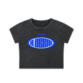Snow Washed Crop Top with Blue Femme Queen Graphic