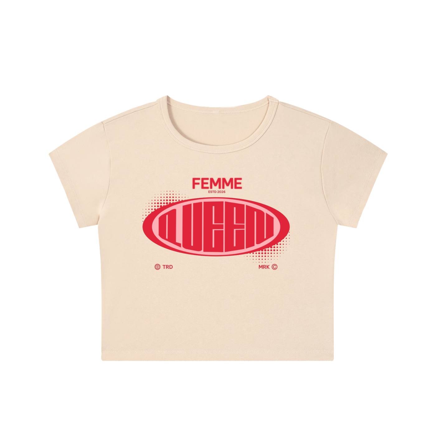 Snow Washed Crop Top with Red Femme Queen Graphic
