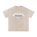 Snow Washed Oversized Cotton T-Shirt with Blue BQ Varsity Graphic