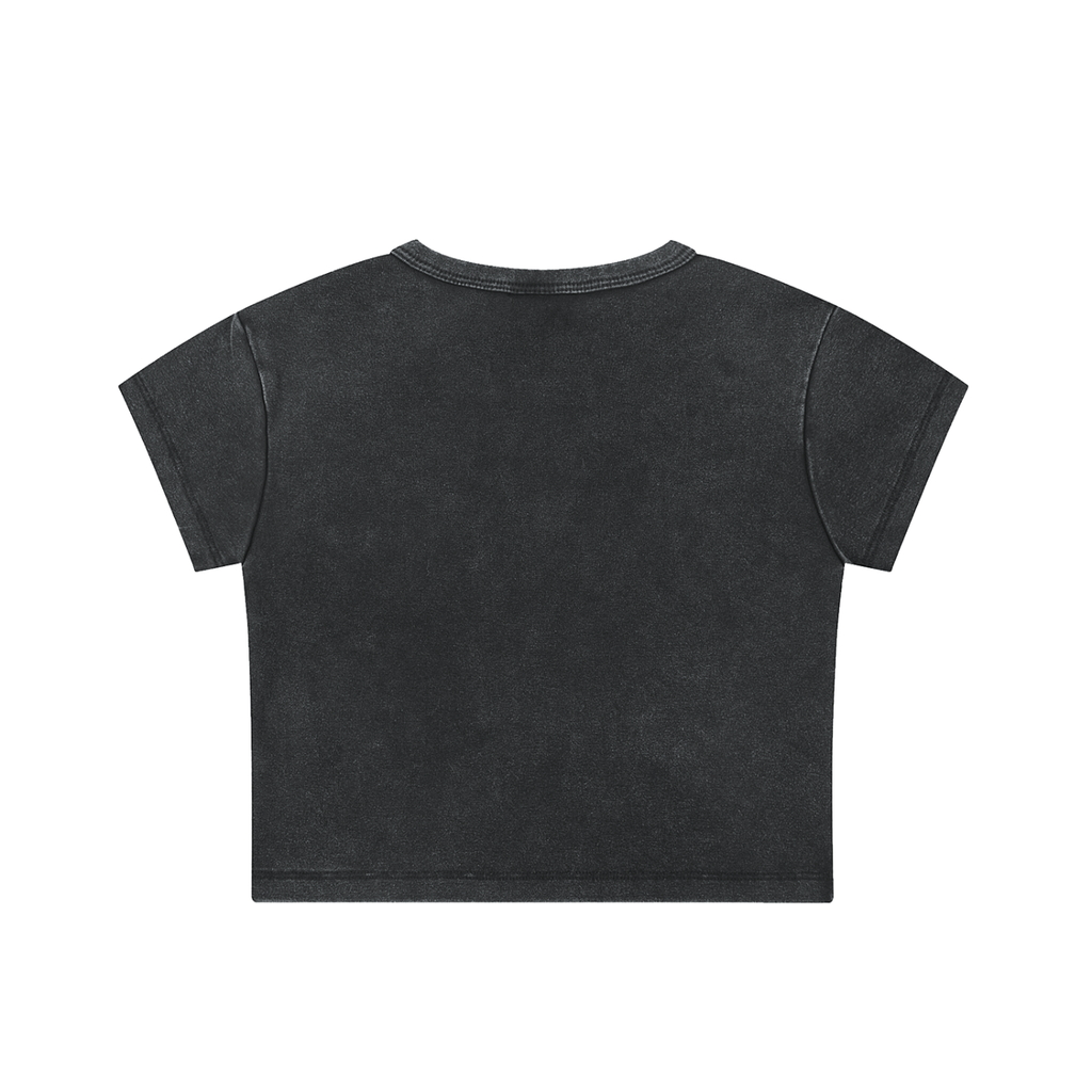 Snow Washed Crop Top with Blue Femme Queen Graphic
