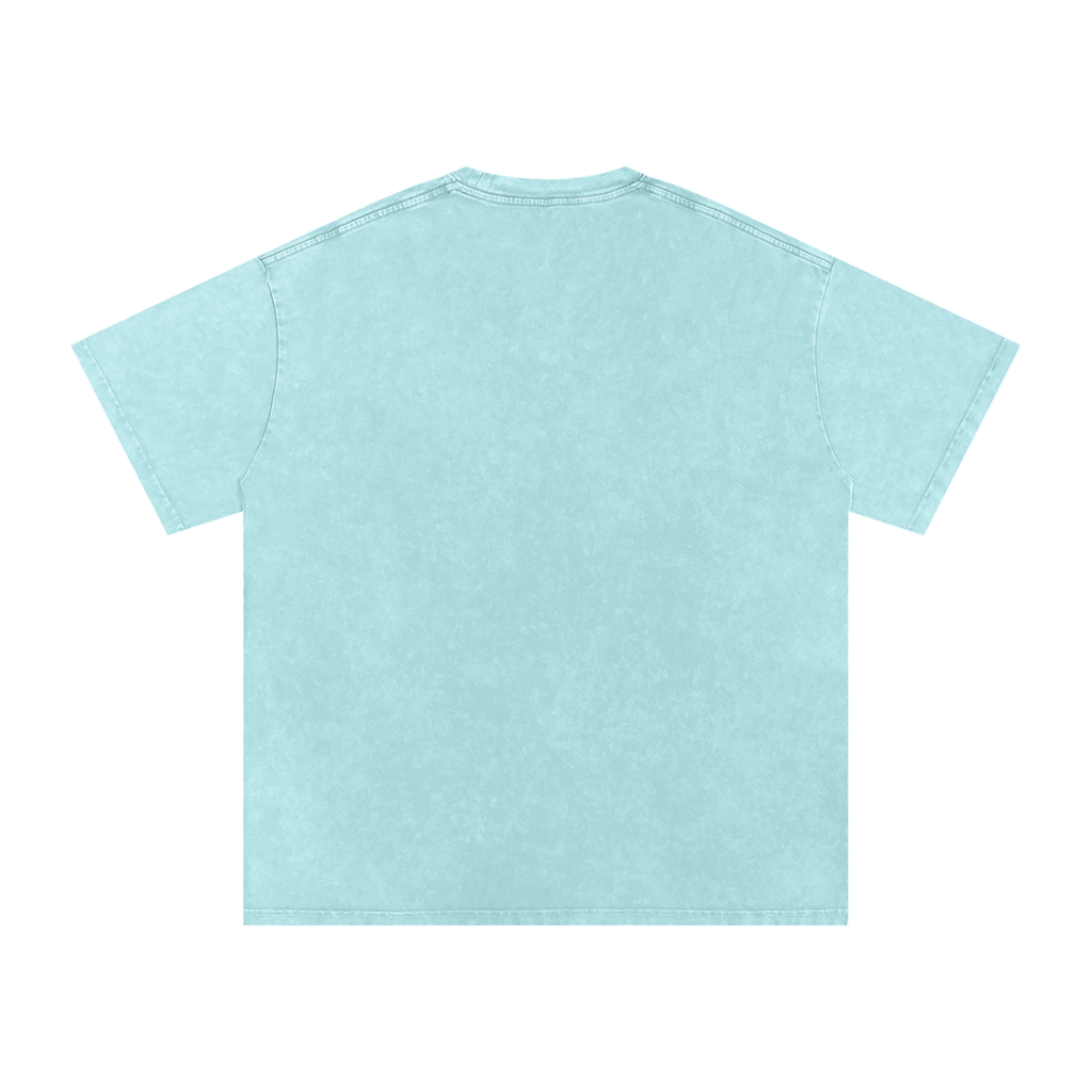 Snow Washed Oversized Cotton T-Shirt with Green Rich Uncle Graphic